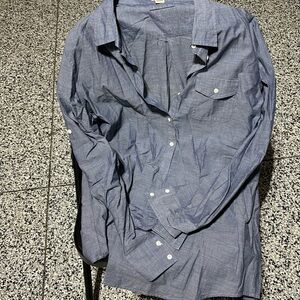 J. Crew Factory Tunic Half Button Down Blue Tab Long Sleeve Top.